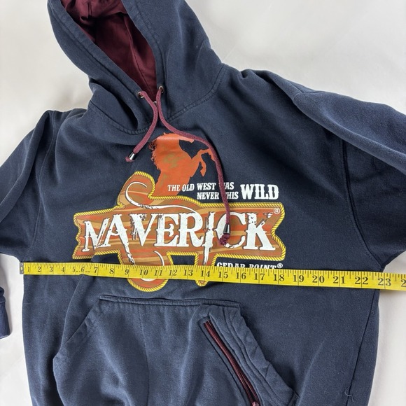 Cedar Fair Cedar Point Maverick Rollercoaster Small 1/2 Zip Pullover Hoodie Blue - Picture 8 of 9